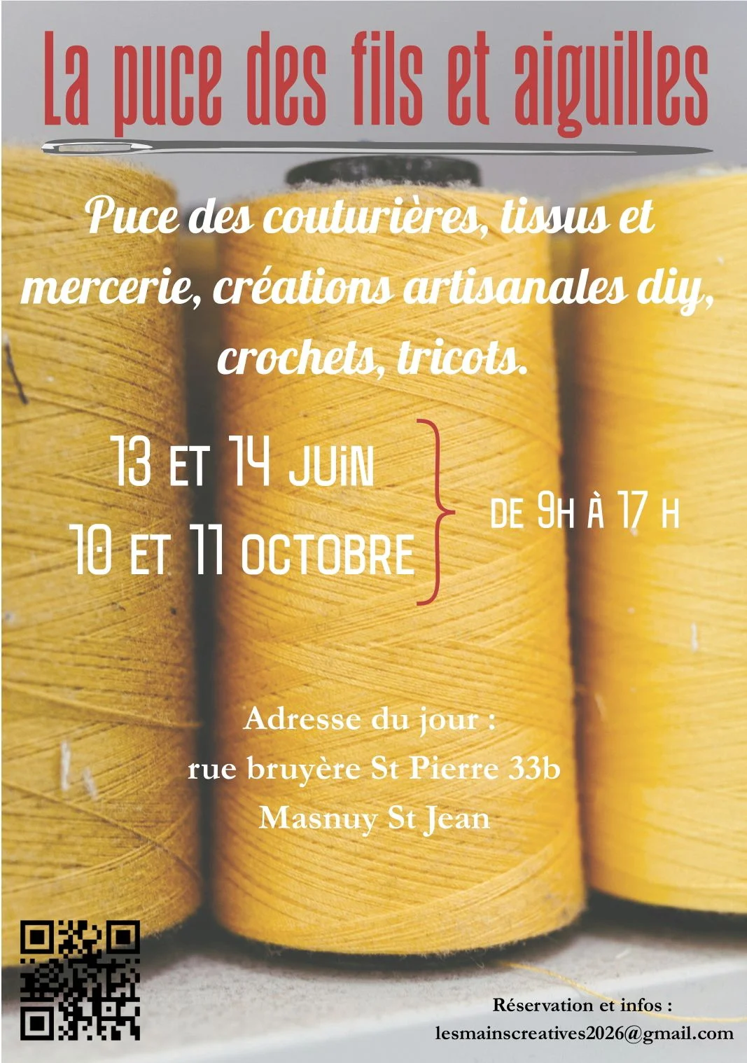 Affiche de « La puce des fils et aiguilles », événement de couture et de mercerie
